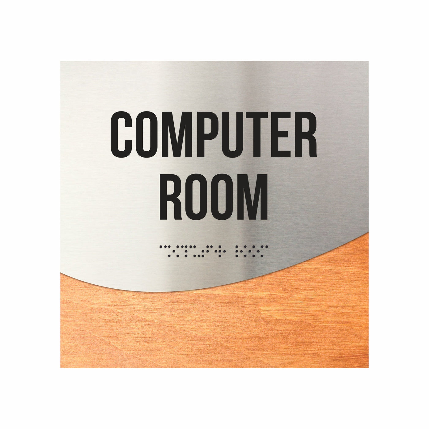 Computer Room Sign - Interior Office Door Signs - Stainless Steel & Wood "Jure" Design