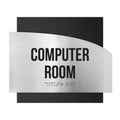 Computer Room Custom Door Signs - Stainless Steel & Wood - "Wave" Design - Photo #13