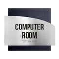 Computer Room Custom Door Signs - Stainless Steel & Wood - "Wave" Design - Photo #14