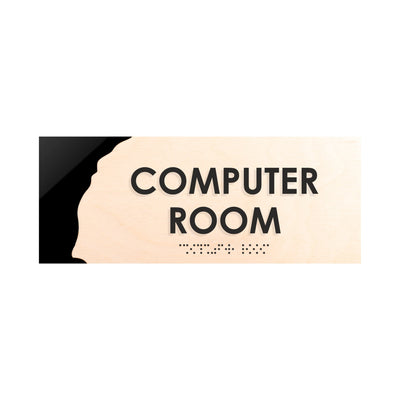 Computer Room Custom Wood Door Sign "Sherwood" Design