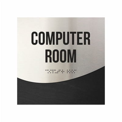 Computer Room Sign - Interior Office Door Signs - Stainless Steel & Wood "Jure" Design