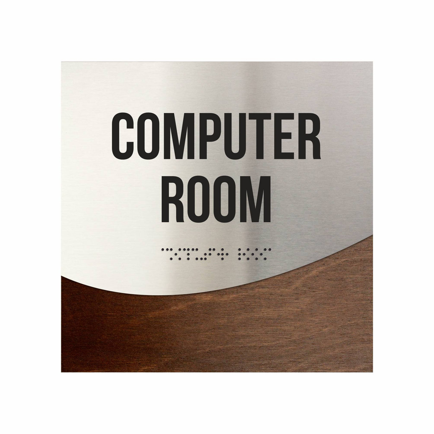 Computer Room Sign - Interior Office Door Signs - Stainless Steel & Wood "Jure" Design