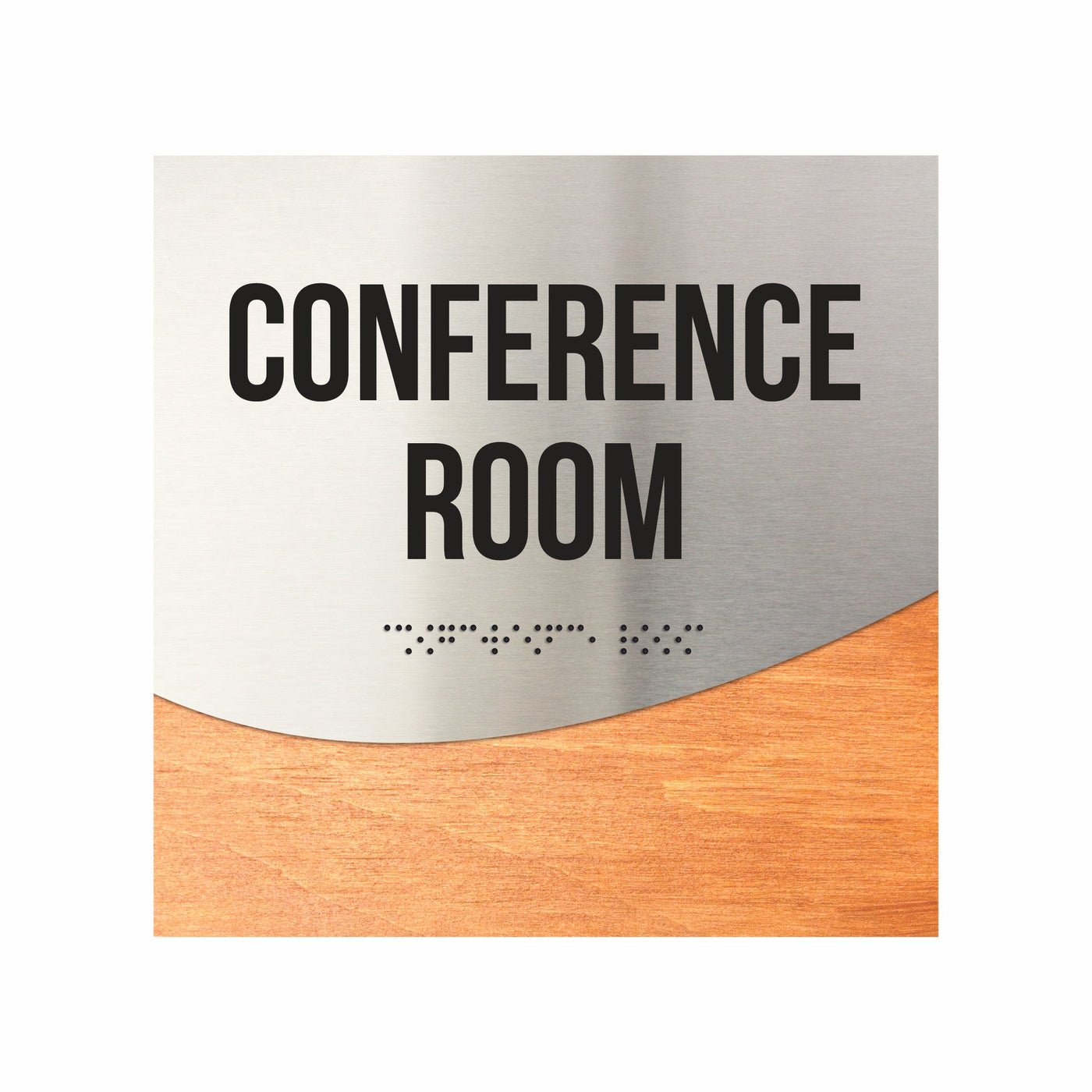 Conference Room Signs - Stainless Steel & Wood Door Plate "Jure" Design