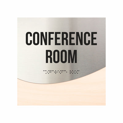 Conference Room Signs - Stainless Steel & Wood Door Plate "Jure" Design