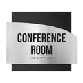Door Signs - Conference Room Signs - Stainless Steel & Wood Plate - "Wave" Design - Photo #12