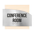 Door Signs - Conference Room Signs - Stainless Steel & Wood Plate - "Wave" Design - Photo #13
