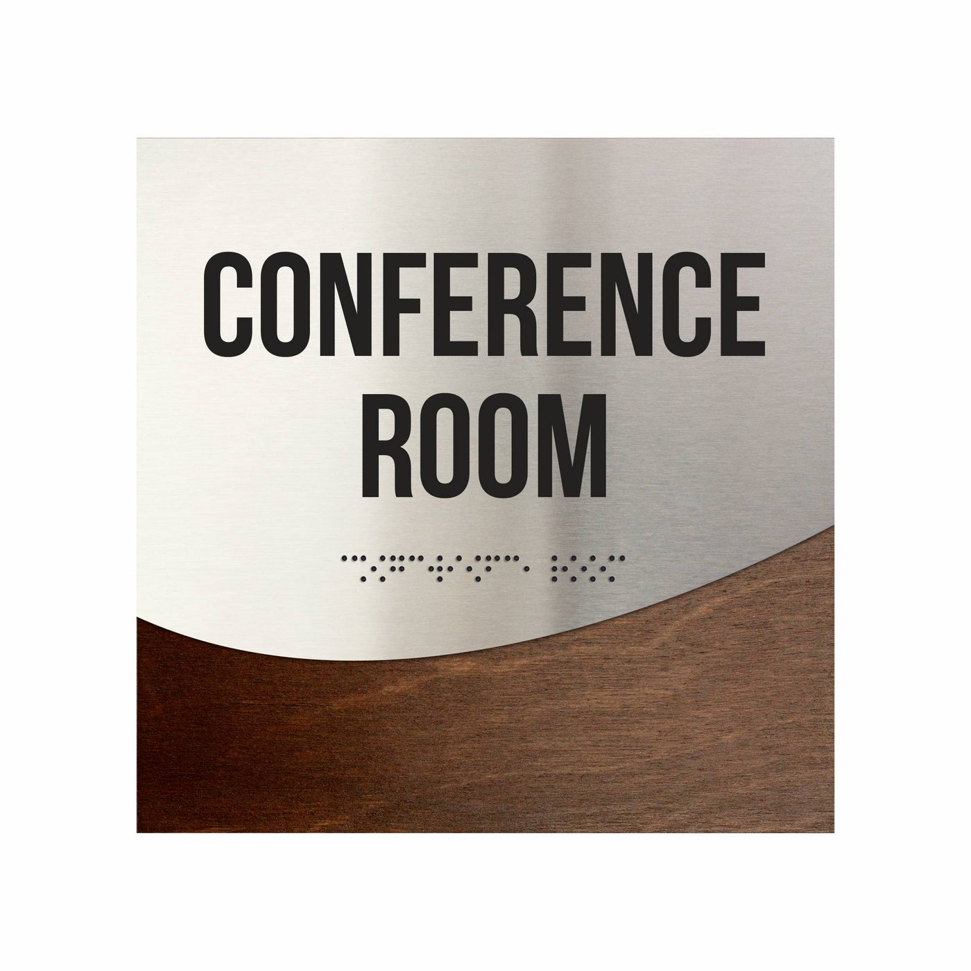 Conference Room Signs - Stainless Steel & Wood Door Plate "Jure" Design