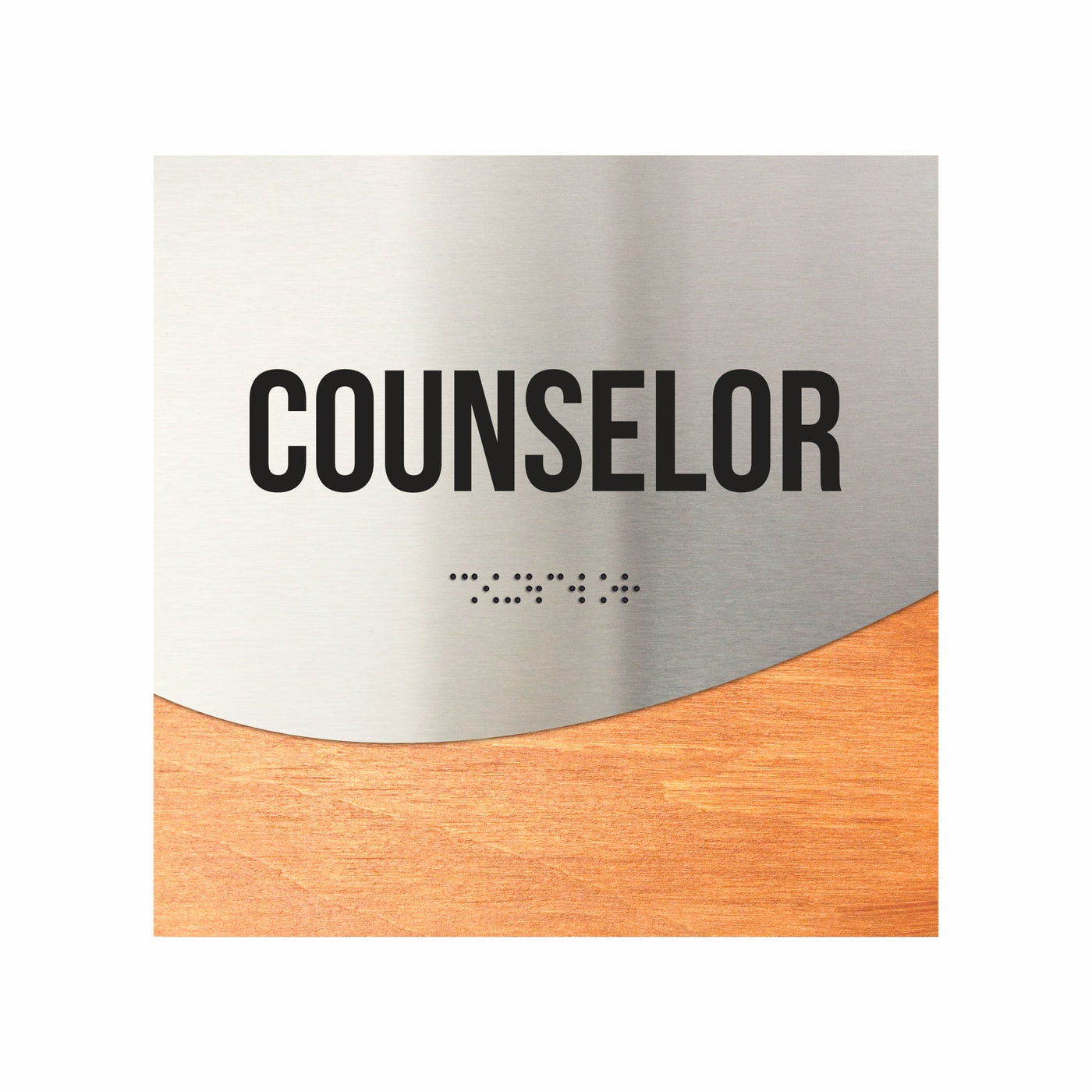 Counselor Sign - Stainless Steel & Wood Door Plate "Jure" Design