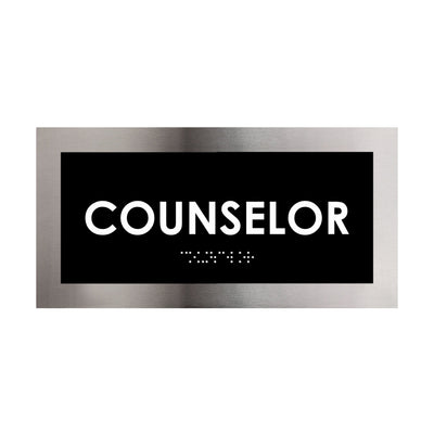 Door Signs - Counselor Sign - Stainless Steel Plate - "Modern" Design