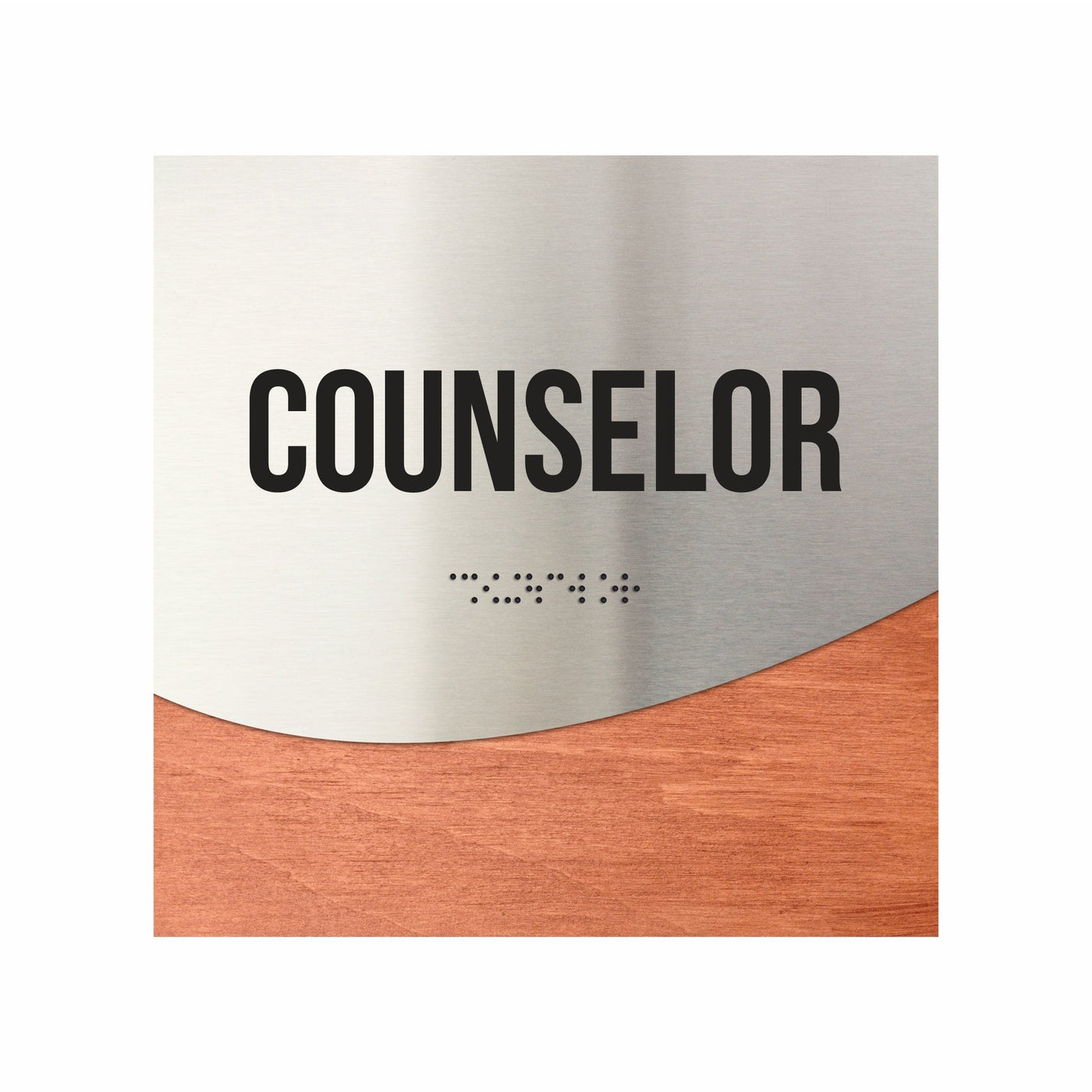 Counselor Sign - Stainless Steel & Wood Door Plate "Jure" Design