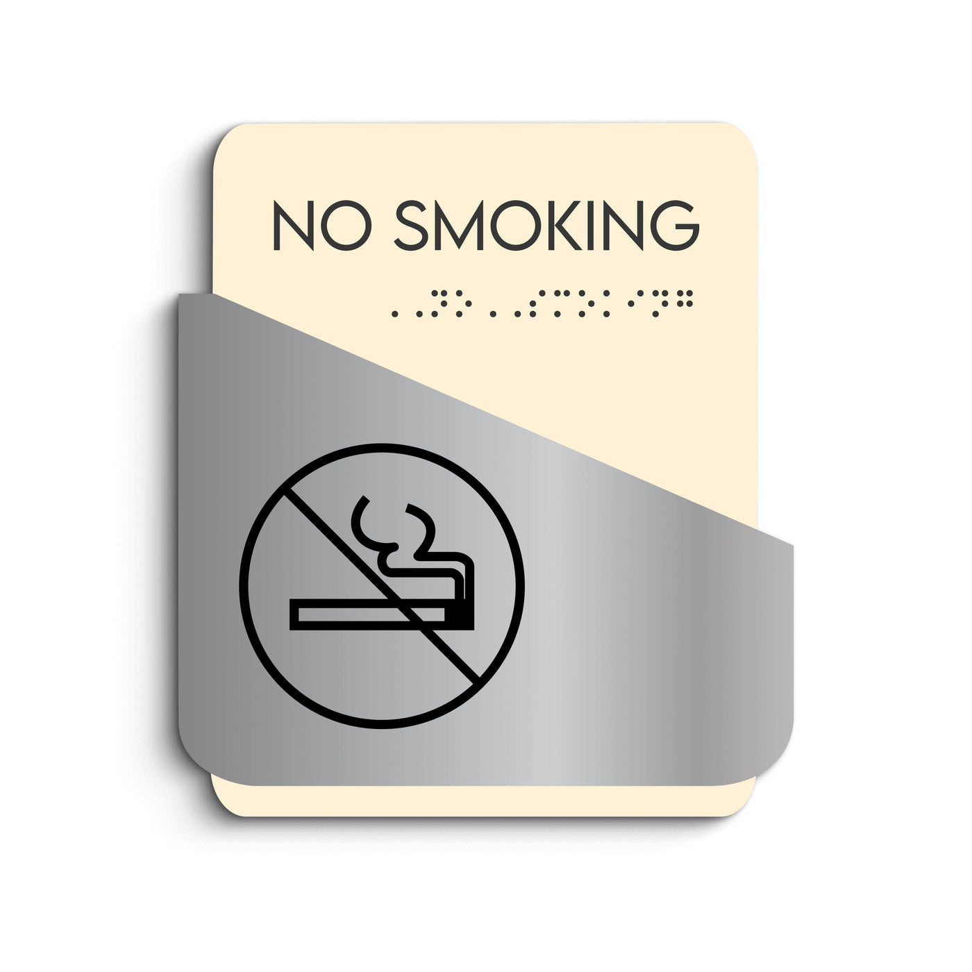 Information signs No Smoking Sign — Stainless Steel & Wood Door Plate — "Downhill" Design