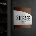 Door Signs - Storage Room Signs - Stainless Steel & Wood Plate - "Wave" Design - Photo #7