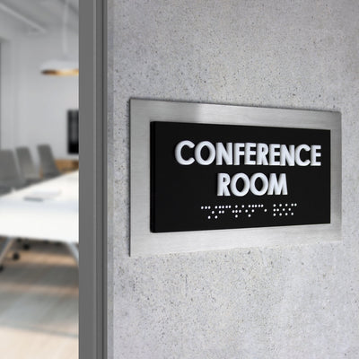 Door Signs - Meeting Room Door Sign - Stainless Steel Plate - "Modern" Design