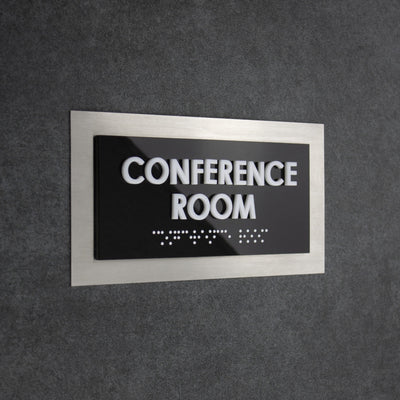 Door Signs - Meeting Room Door Sign - Stainless Steel Plate - "Modern" Design