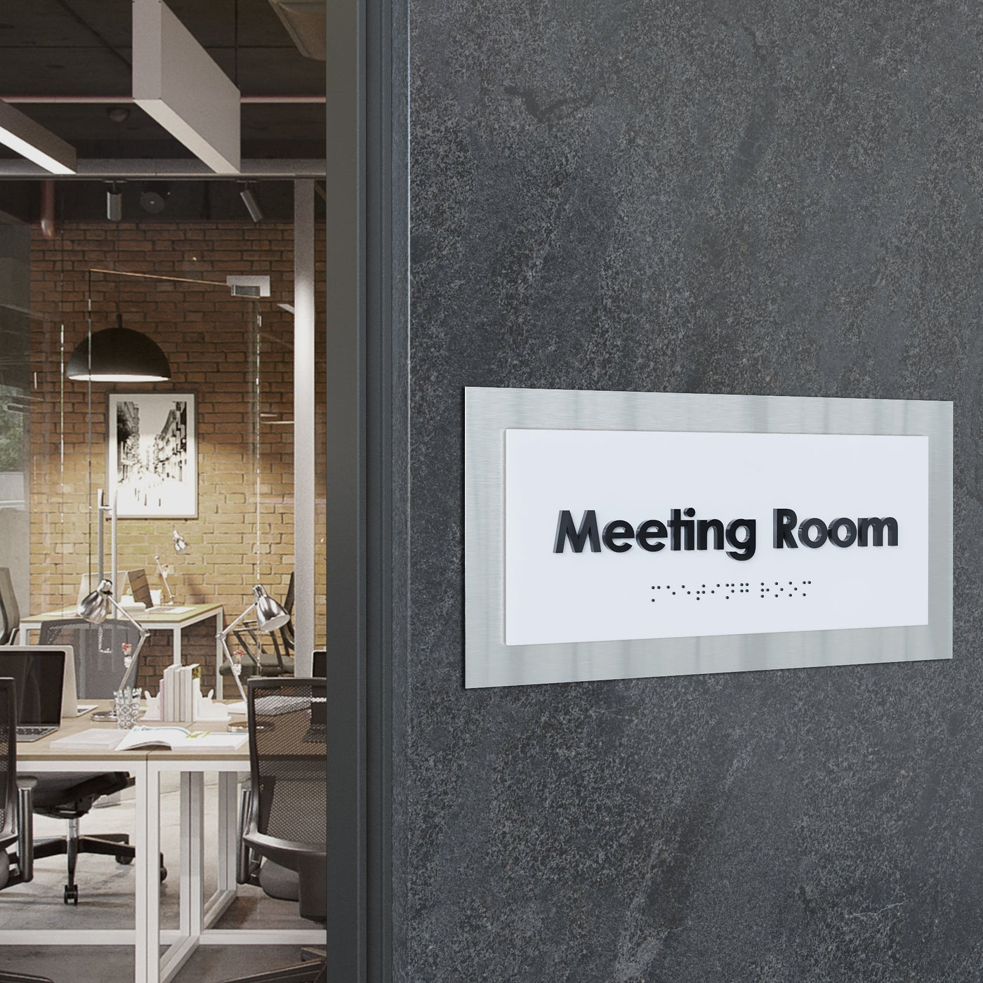 Door Signs - Waiting Room Door Sign - Stainless Steel Plate - "Modern" Design