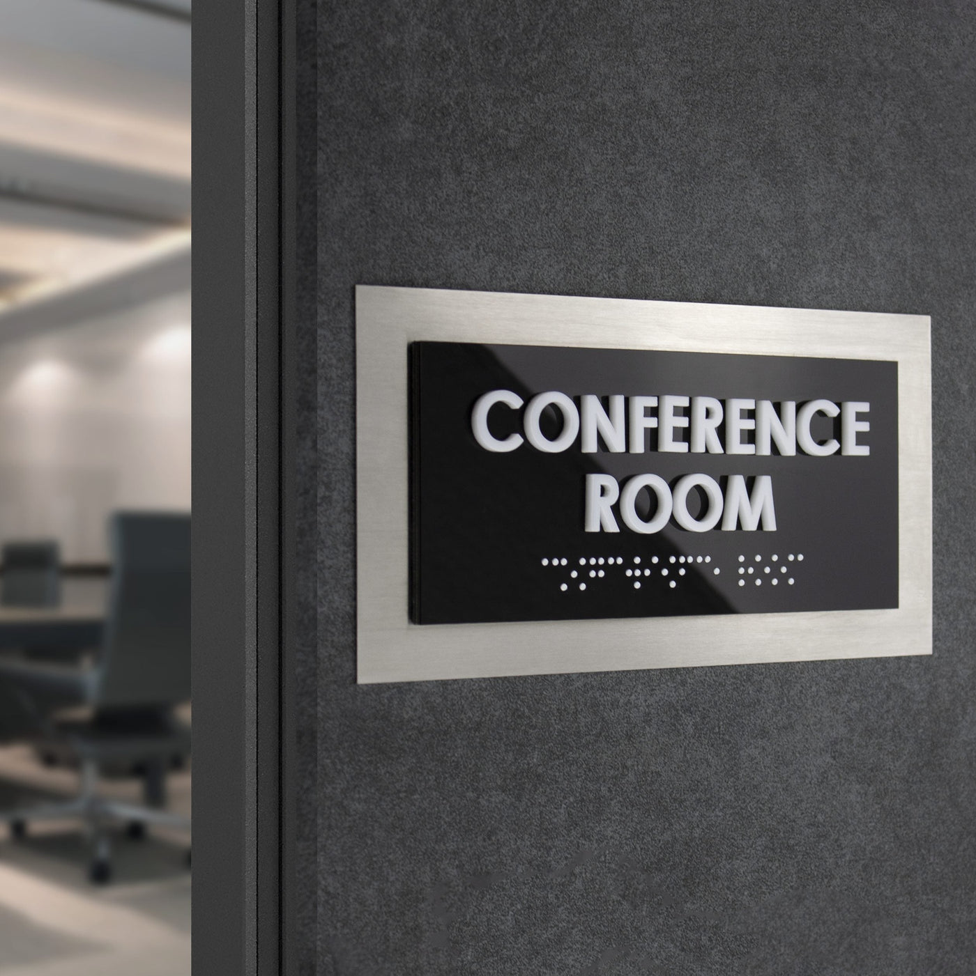 Door Signs - Meeting Room Door Sign - Stainless Steel Plate - "Modern" Design