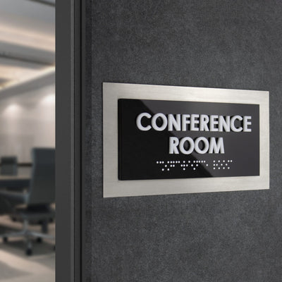 Door Signs - Conference Room - Stainless Steel Sign - "Modern" Design