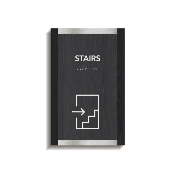 Information signs Stairs Sign: Wood & Stainless Steel Plate — "Otherside" Design