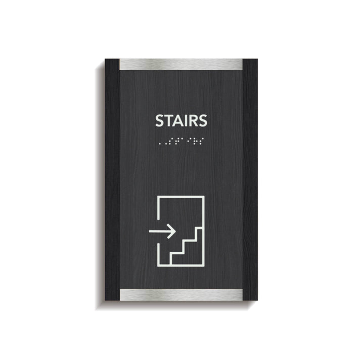 Information signs Stairs Sign: Wood & Stainless Steel Plate — "Otherside" Design