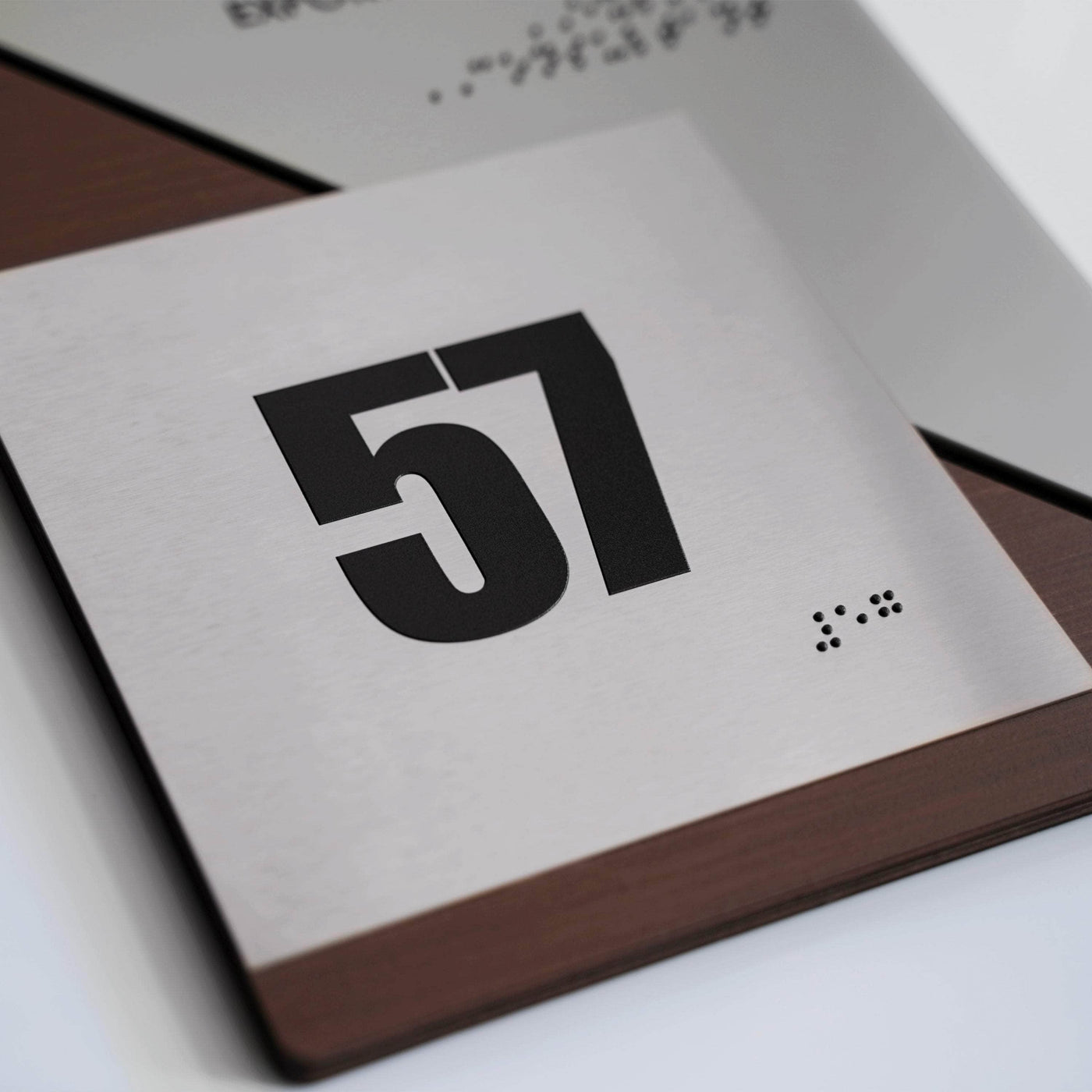 Door Numbers Office Door Number Sign & Name Plates: Stainless Steel & Wood — "Creative" Design