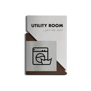 Information signs Utility Room Door Sign - Wood Door Plate "Creative" Design