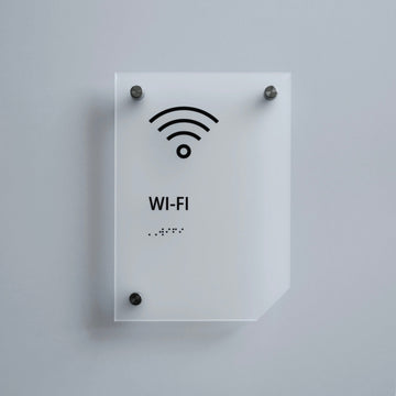 a white sign with a wifi symbol on it - Photo #1