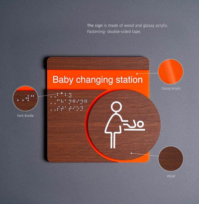 Information signs Wi-Fi Signs: Wood & Stainless Steel Plate — "Genova" Design