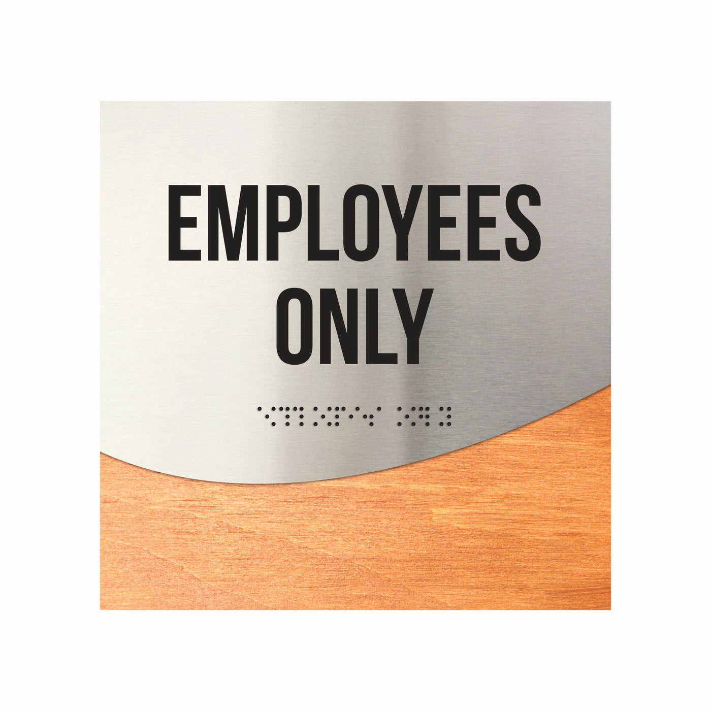 Door Signs - Employees Only Sign - Stainless Steel & Wood "Jure" Design