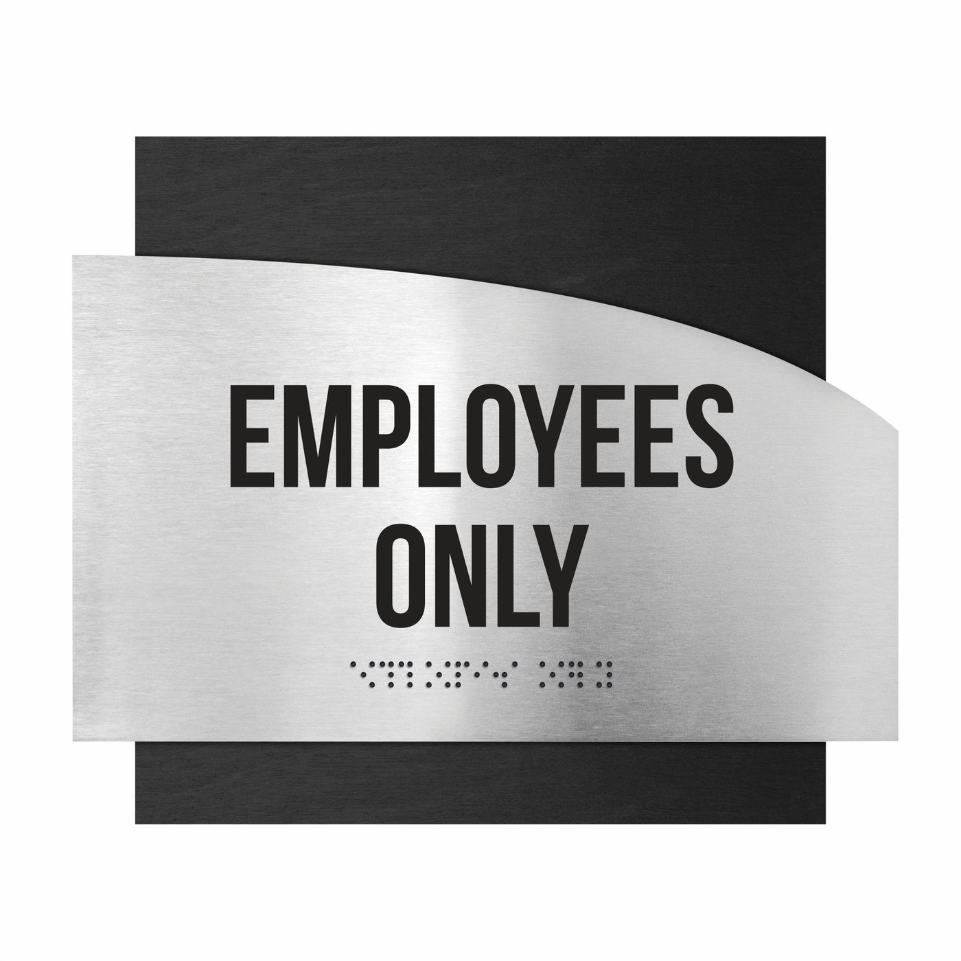 Door Signs - Employees Only Sign - Stainless Steel & Wood - "Wave" Design