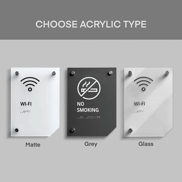 three different types of signs with the words choose acrylic type - Photo #2