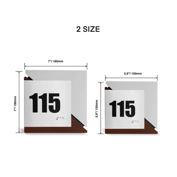 Door Numbers Door Number Sign: Wood & Stainless Steel Plate — "Creative" Design