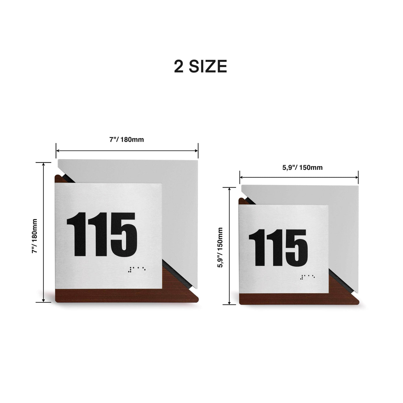 Door Numbers Door Number Sign: Wood & Stainless Steel Plate — "Creative" Design