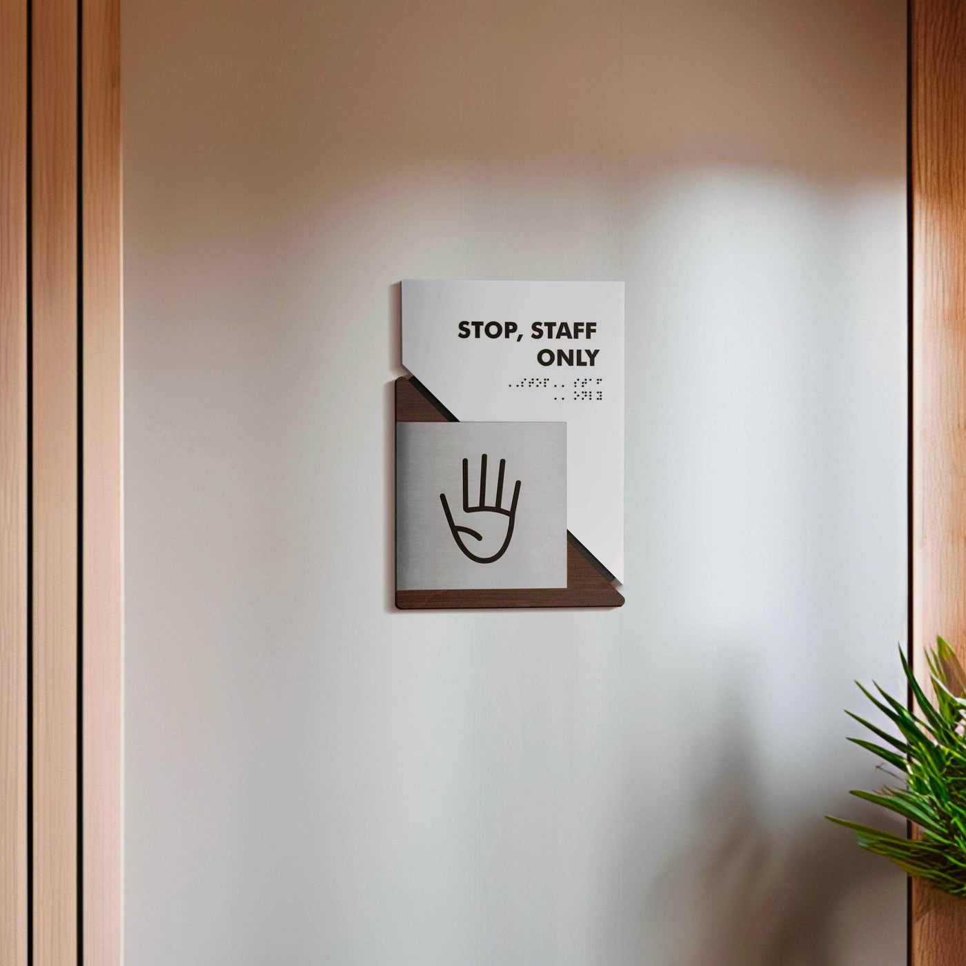 Information signs No Smoking Sign — Wood & Acrylic Door Plate — "Creative" Design