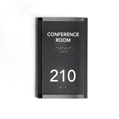 Door Numbers Office Door Number Sign & Name Plates: Stainless Steel & Wood — "Otherside" Design