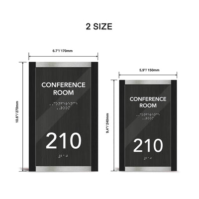 Door Numbers Office Door Number Sign & Name Plates: Stainless Steel & Wood — "Otherside" Design