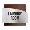 Laundry Room Custom Door Signs - Stainless Steel & Wood - "Wave" Design - Photo #14