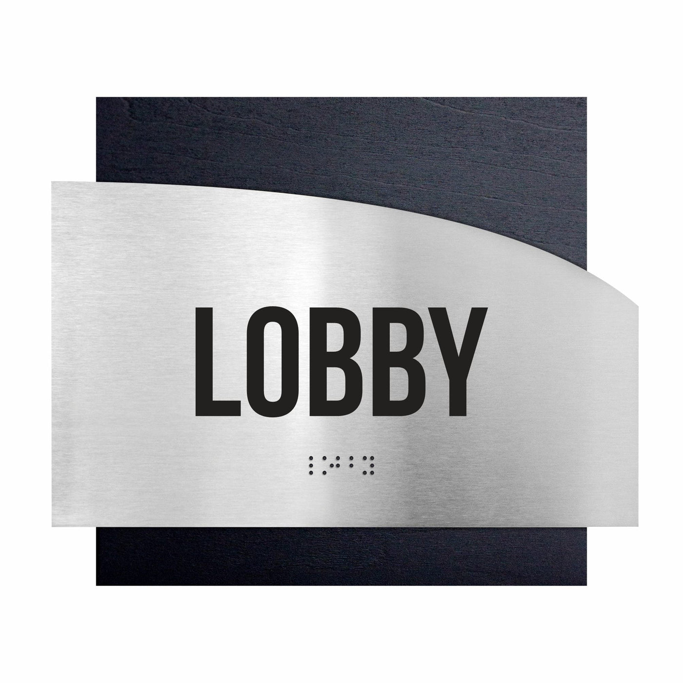 Door Signs - Lobby Signs - Stainless Steel & Wood Plate - "Wave" Design