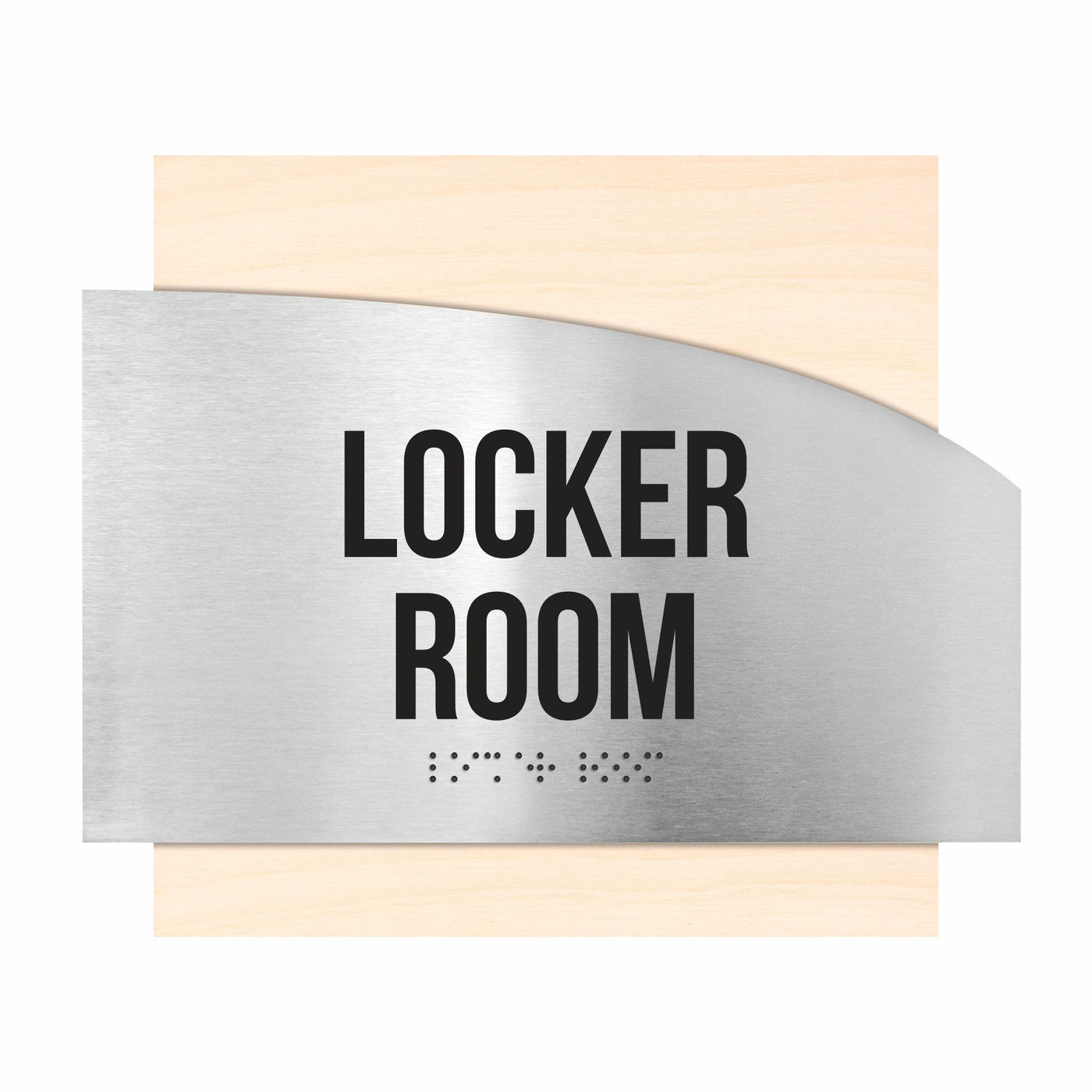 Door Signs - Locker Room Signs - Stainless Steel & Wood Plate - "Wave" Design