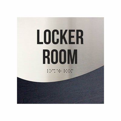 Locker Room Door Sign - Stainless Steel & Wood Door Plate "Jure" Design