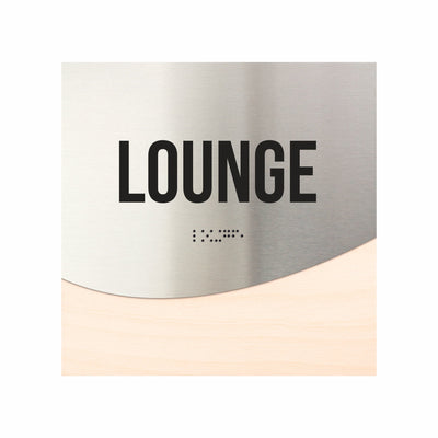 Lounge Room Door Sign - Stainless Steel & Wood Door Plate "Jure" Design