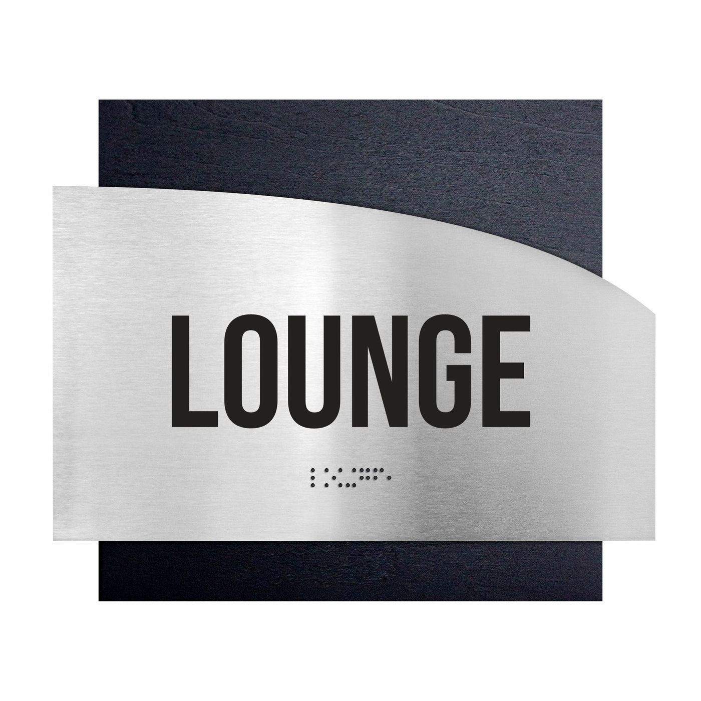 Door Signs - Lounge Room Signs - Stainless Steel & Wood Plate - "Wave" Design