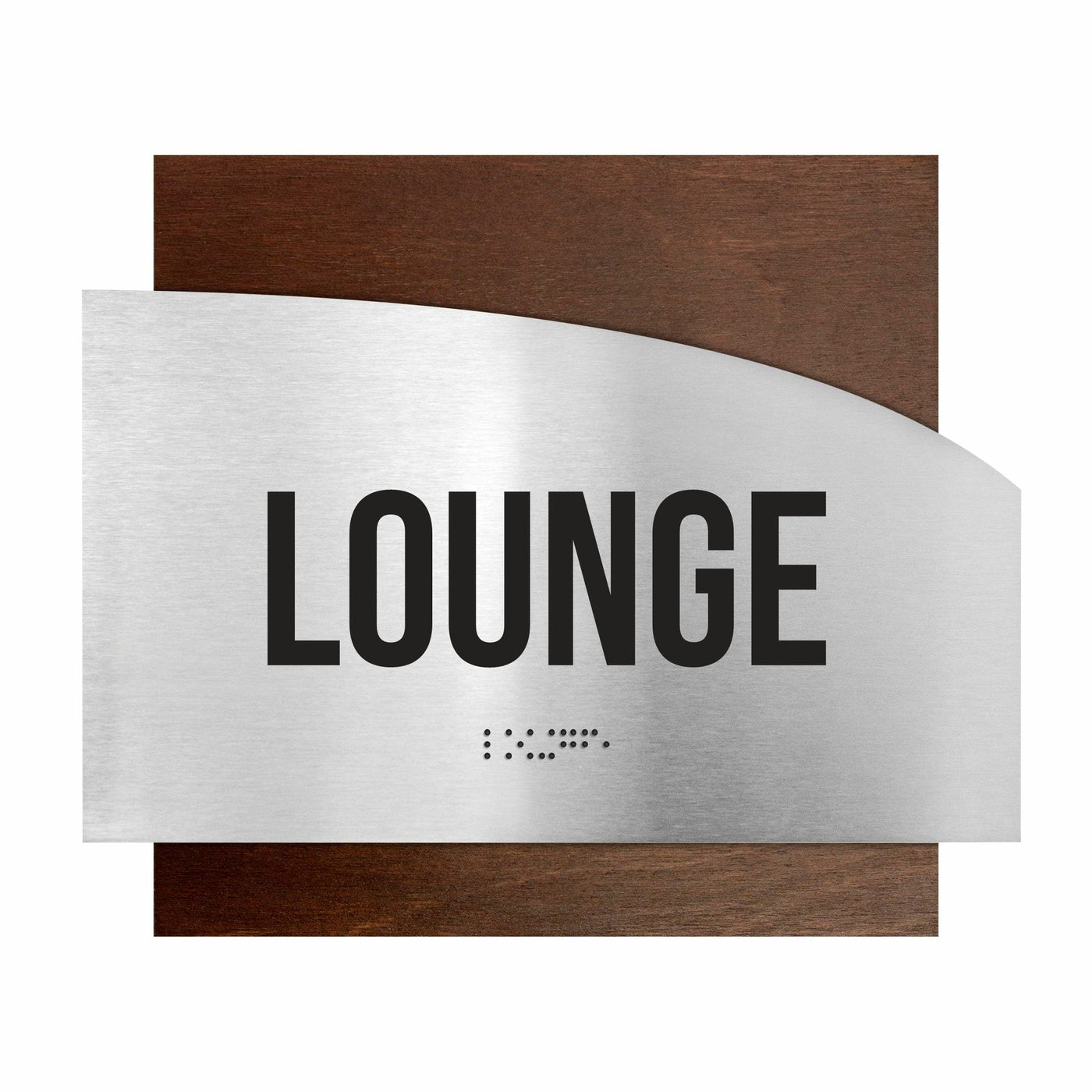 Door Signs - Lounge Room Signs - Stainless Steel & Wood Plate - "Wave" Design