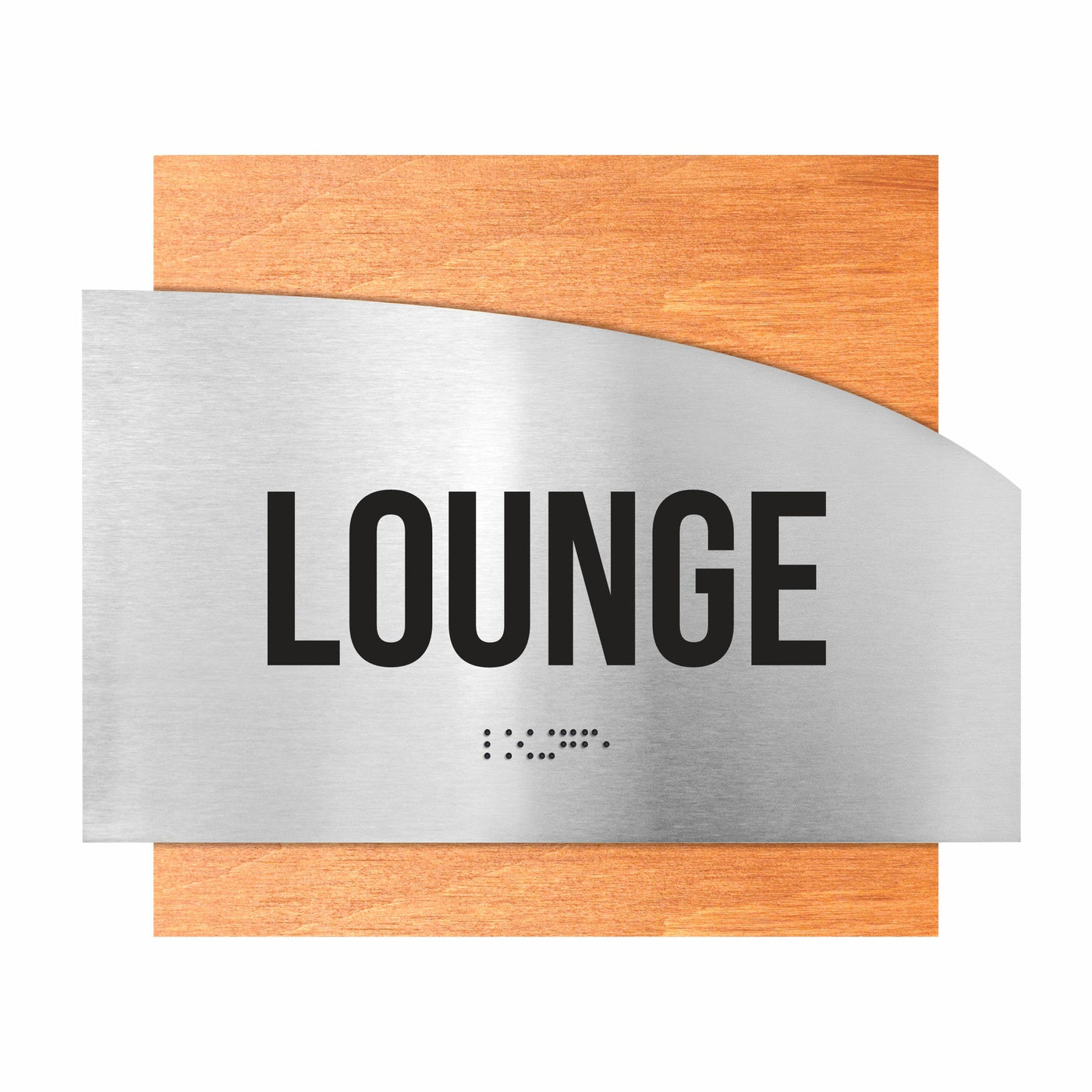 Door Signs - Lounge Room Signs - Stainless Steel & Wood Plate - "Wave" Design