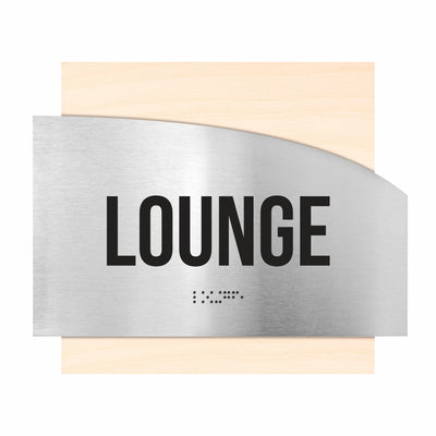 Door Signs - Lounge Room Signs - Stainless Steel & Wood Plate - "Wave" Design