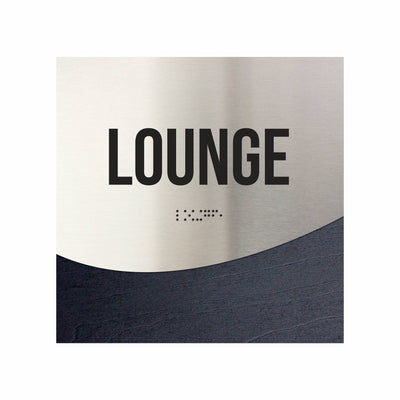 Lounge Room Door Sign - Stainless Steel & Wood Door Plate "Jure" Design