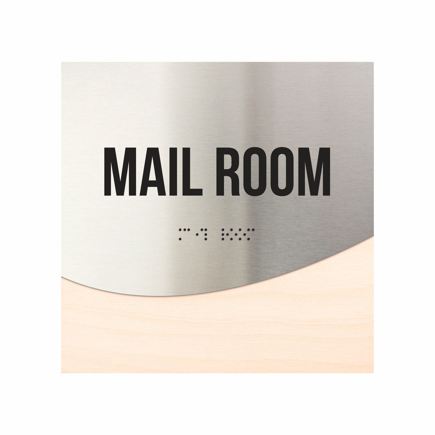 Mail Room Door Sign - Stainless Steel & Wood Door Plate "Jure" Design