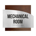 Door Signs - Mechanical Room Signs - Stainless Steel & Wood Plate - "Wave" Design - Photo #12