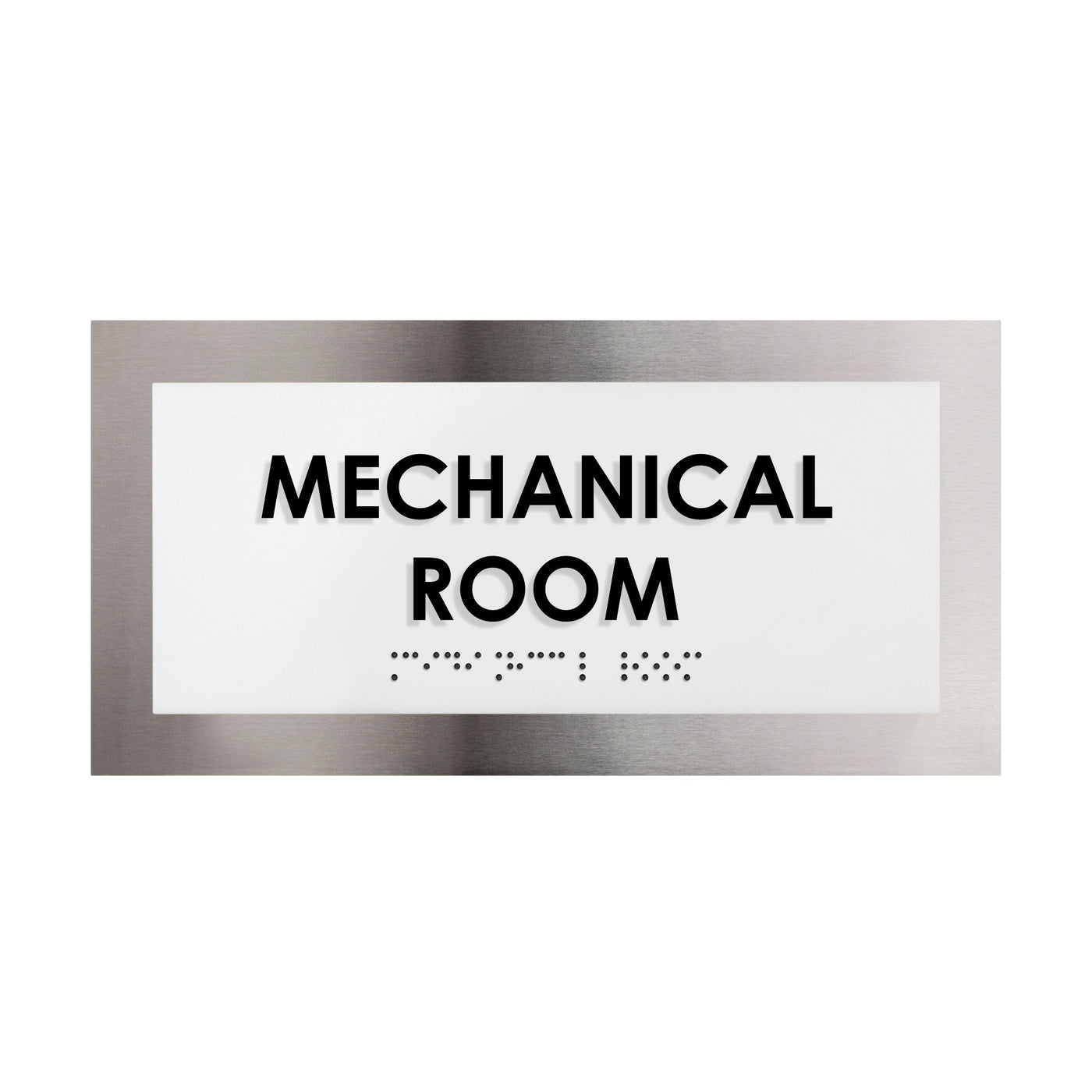 Door Signs - Mechanical Room Door Sign - Stainless Steel Plate - "Modern" Design