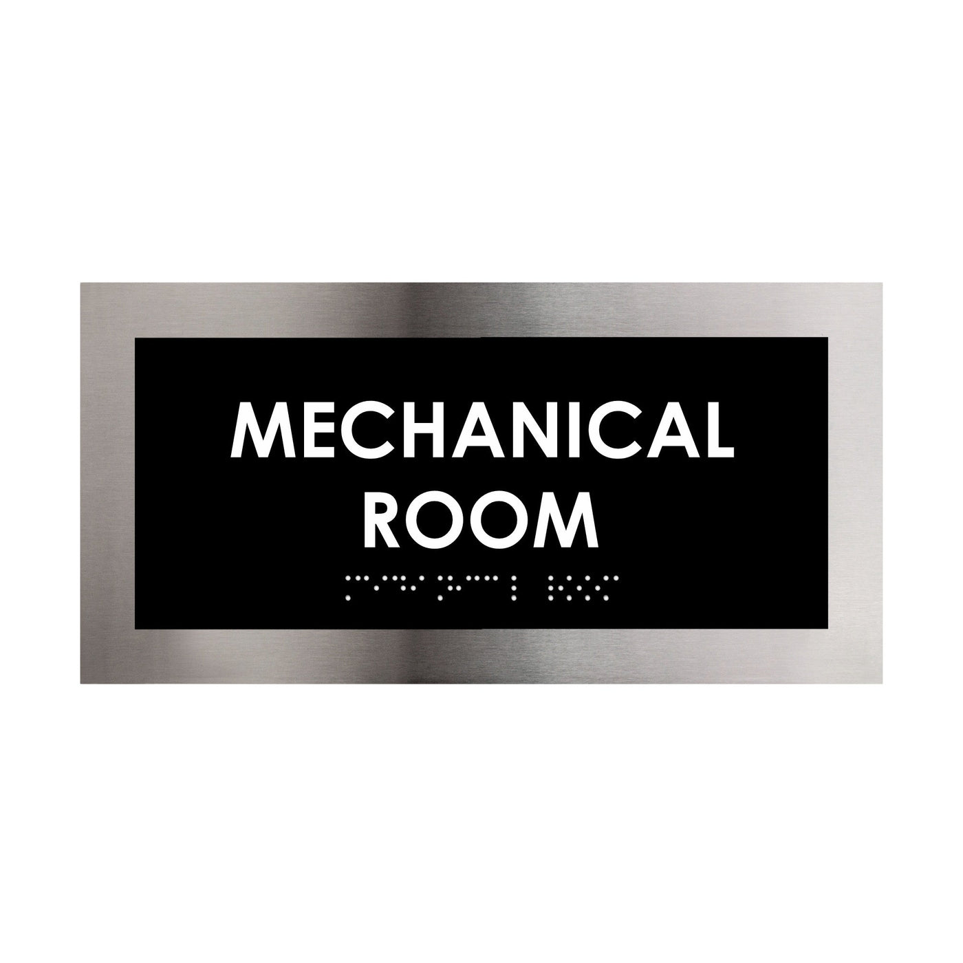 Door Signs - Mechanical Room Door Sign - Stainless Steel Plate - "Modern" Design