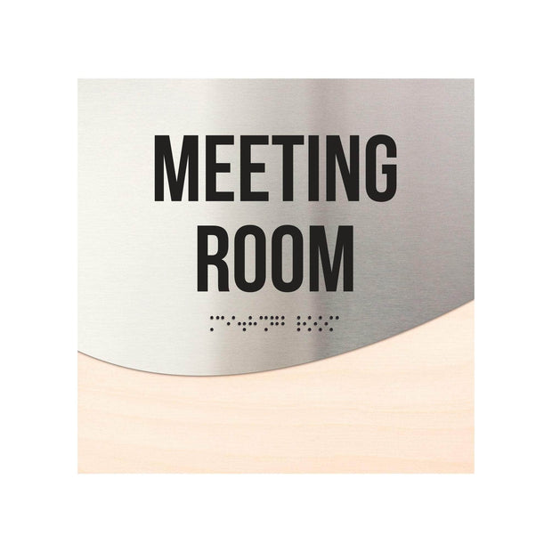 Meeting Room Door Sign - Stainless Steel & Wood Door Plate "Jure" Design